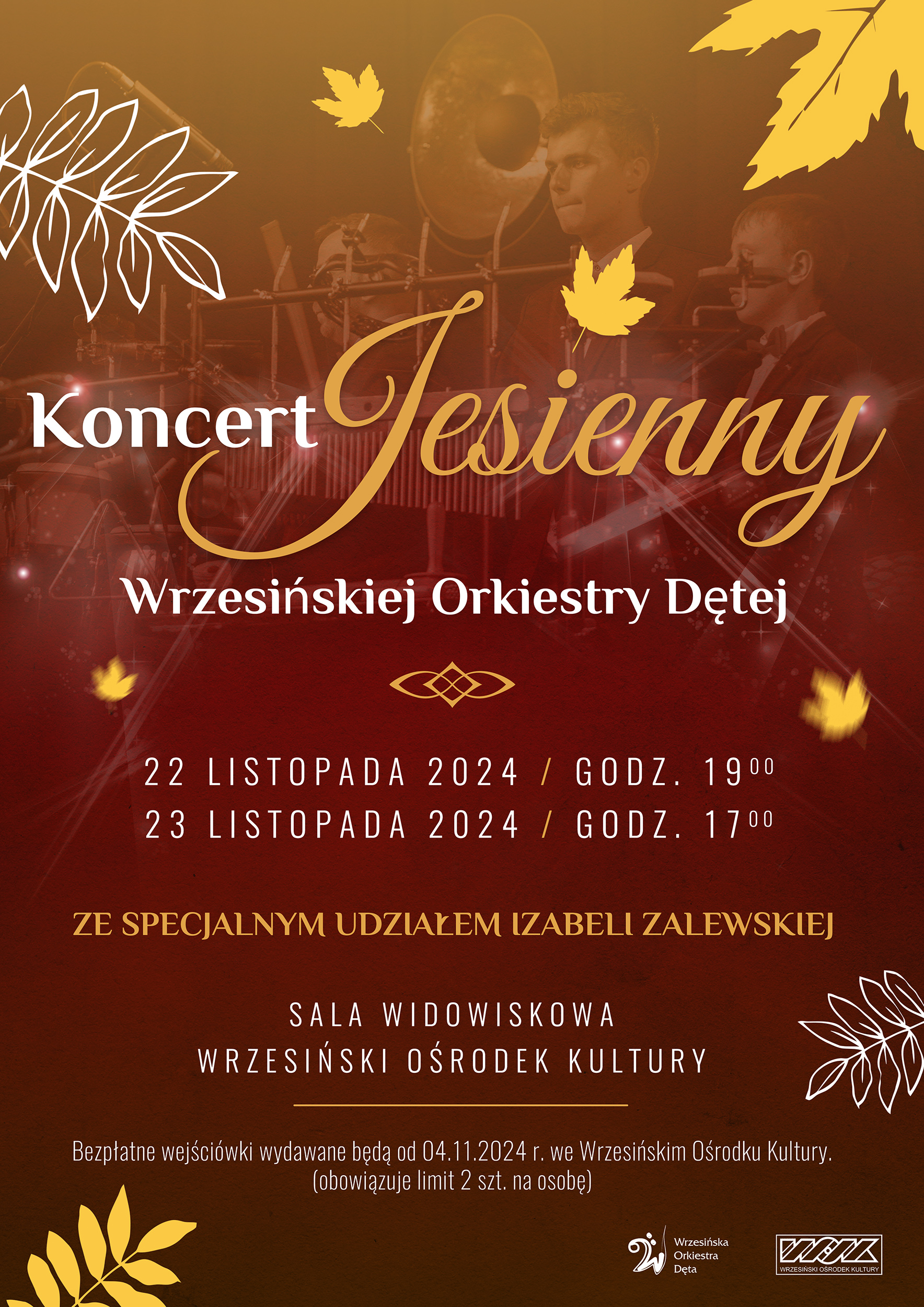 Koncert Jesienny Wrzesińskiej Orkietry Dętej - plakat informacyjny