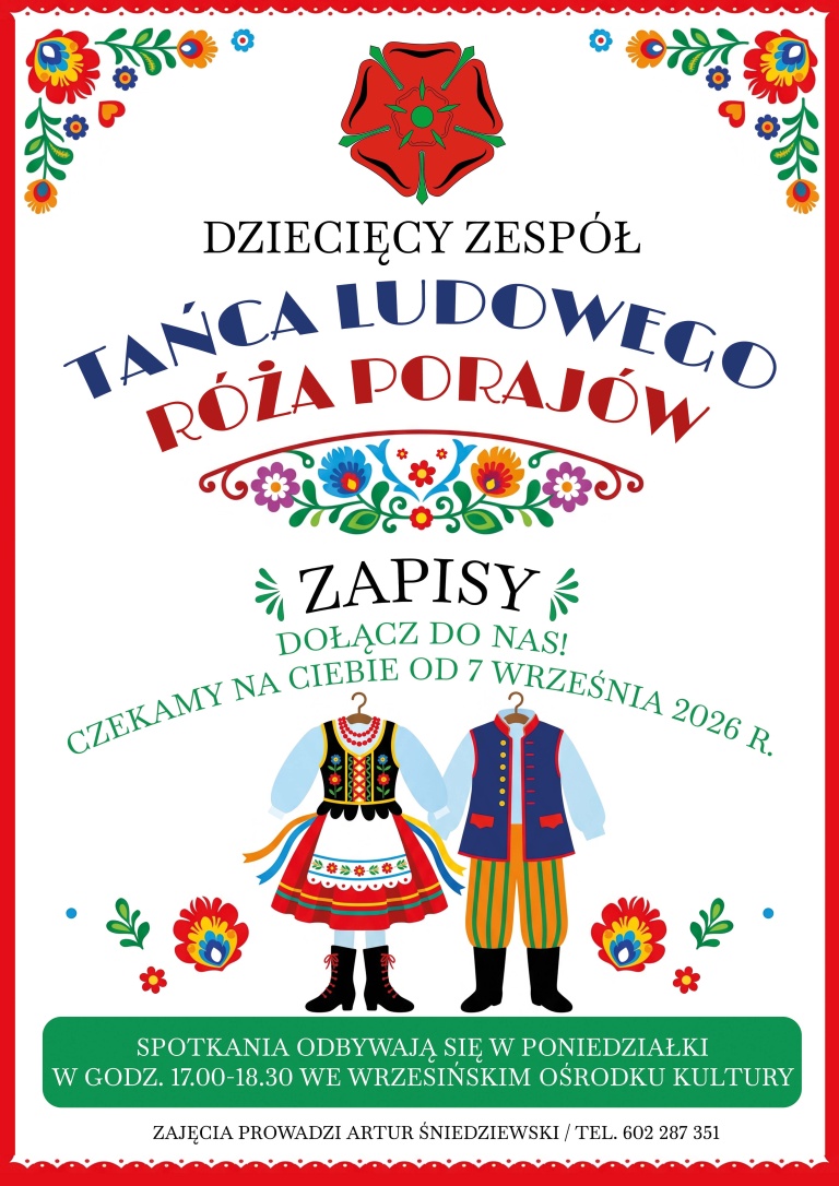 Zapisy - Dziecięcy Zespół Tańca Ludowego Róża Porajów