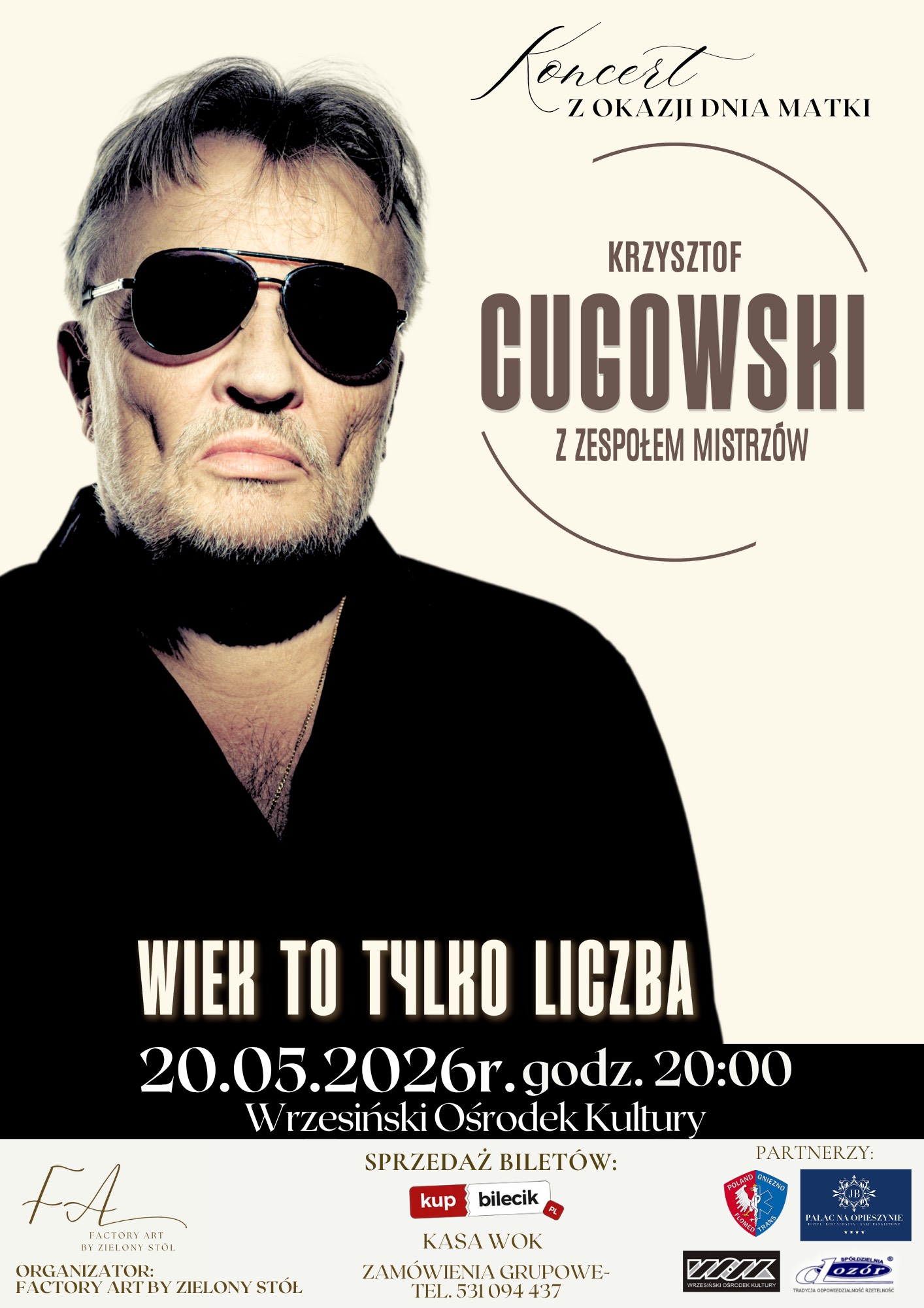Koncert Krzysztof Cugowski z zespołem mistrzów - plakat informaycjny