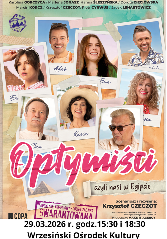 Optymiści spektakl - plakat inforamcyjny